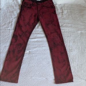True religion red &black pants